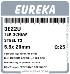 3E22 - Tek Screw Steel -3E22_Label_T